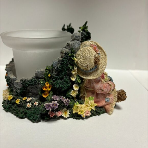 Boyds Bears Bear stone Elizabeth Bearsley Floral Garden Votive Candle 27770 - Picture 7 of 16